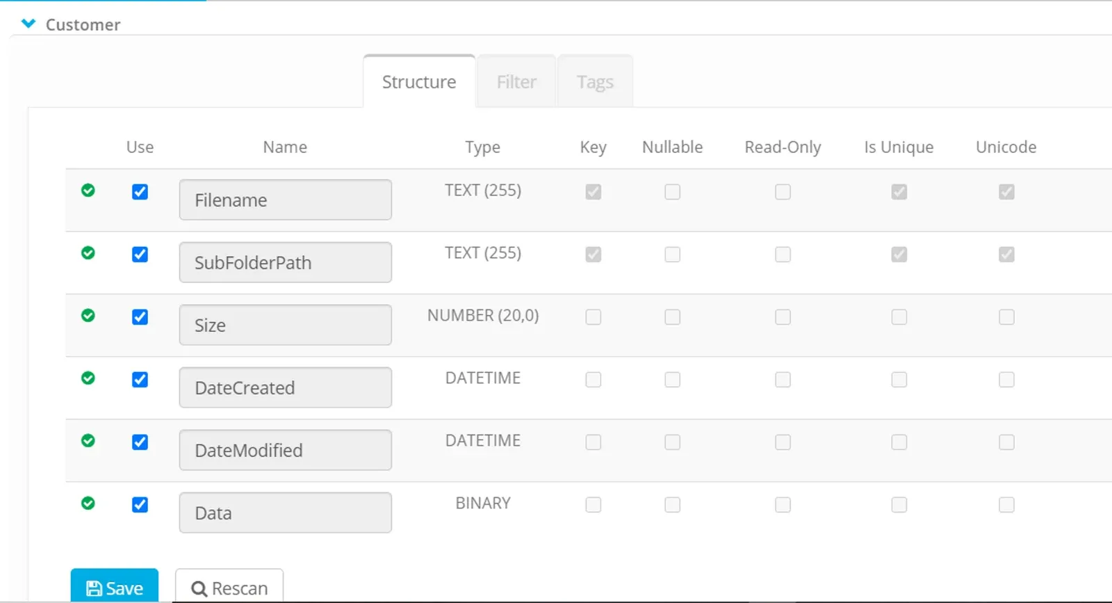 Folder Datastores (screenshot)
