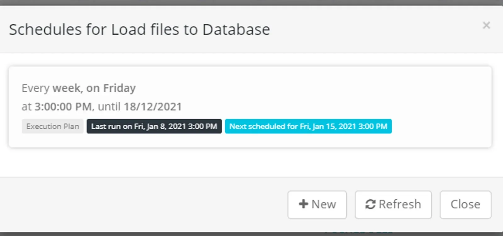Edit an Execution Schedule (screenshot)