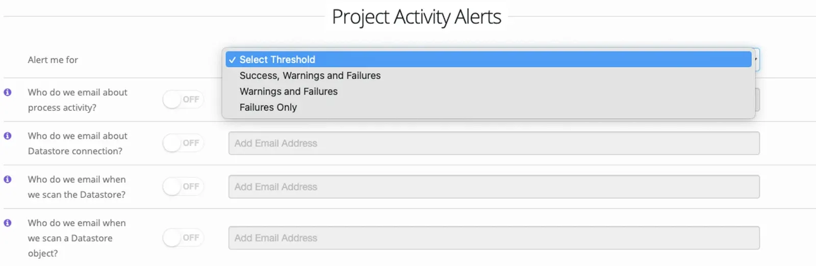 Project Alerts (screenshot)