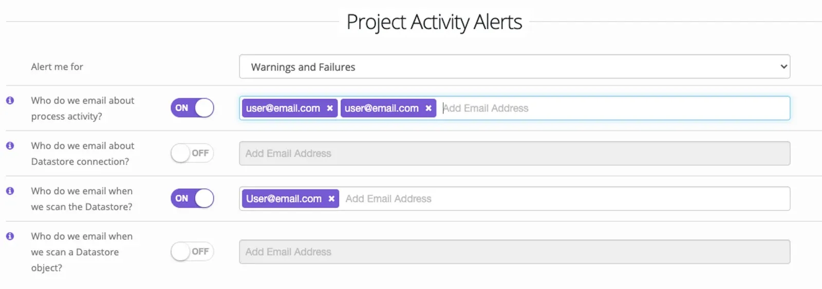 Project Alerts (screenshot)