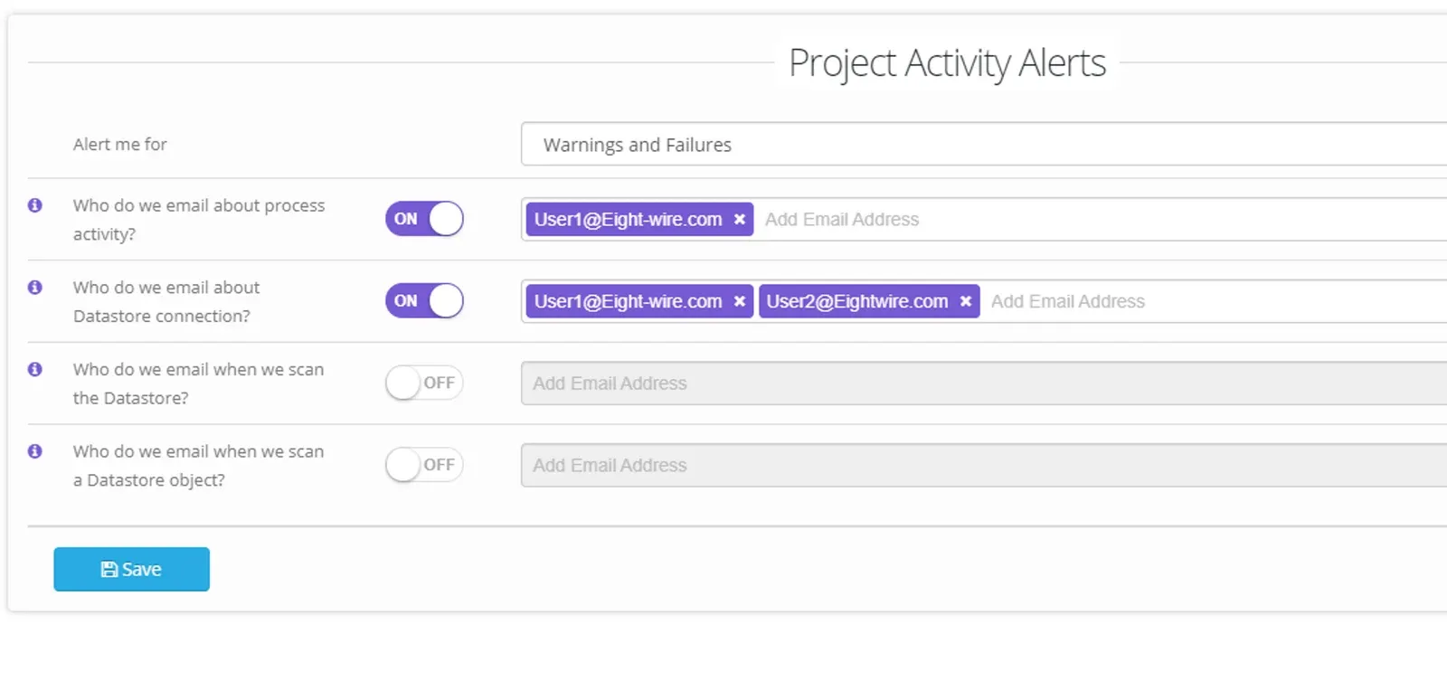 Project Alerts (screenshot)