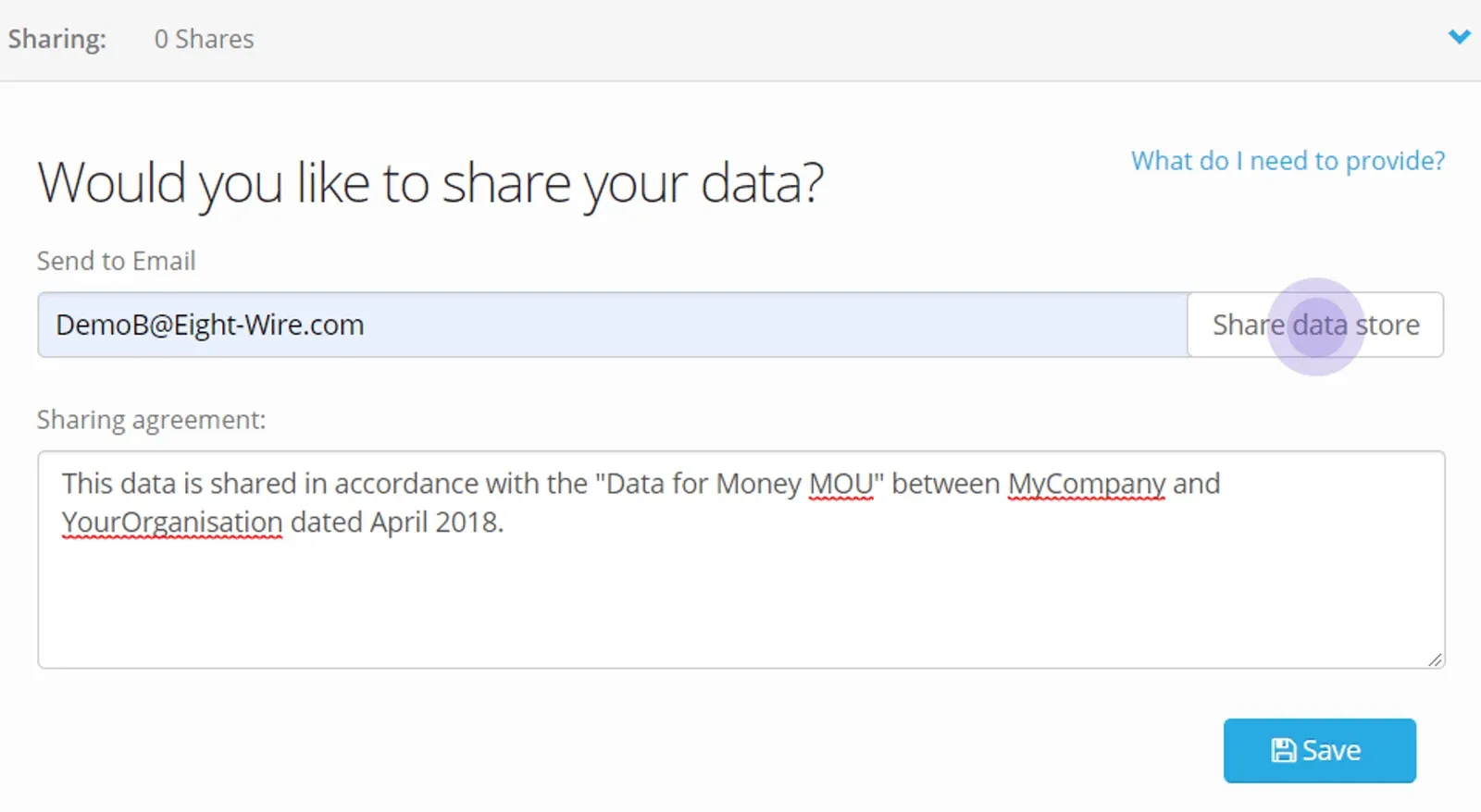 Creating the Datastore Invitation (screenshot)
