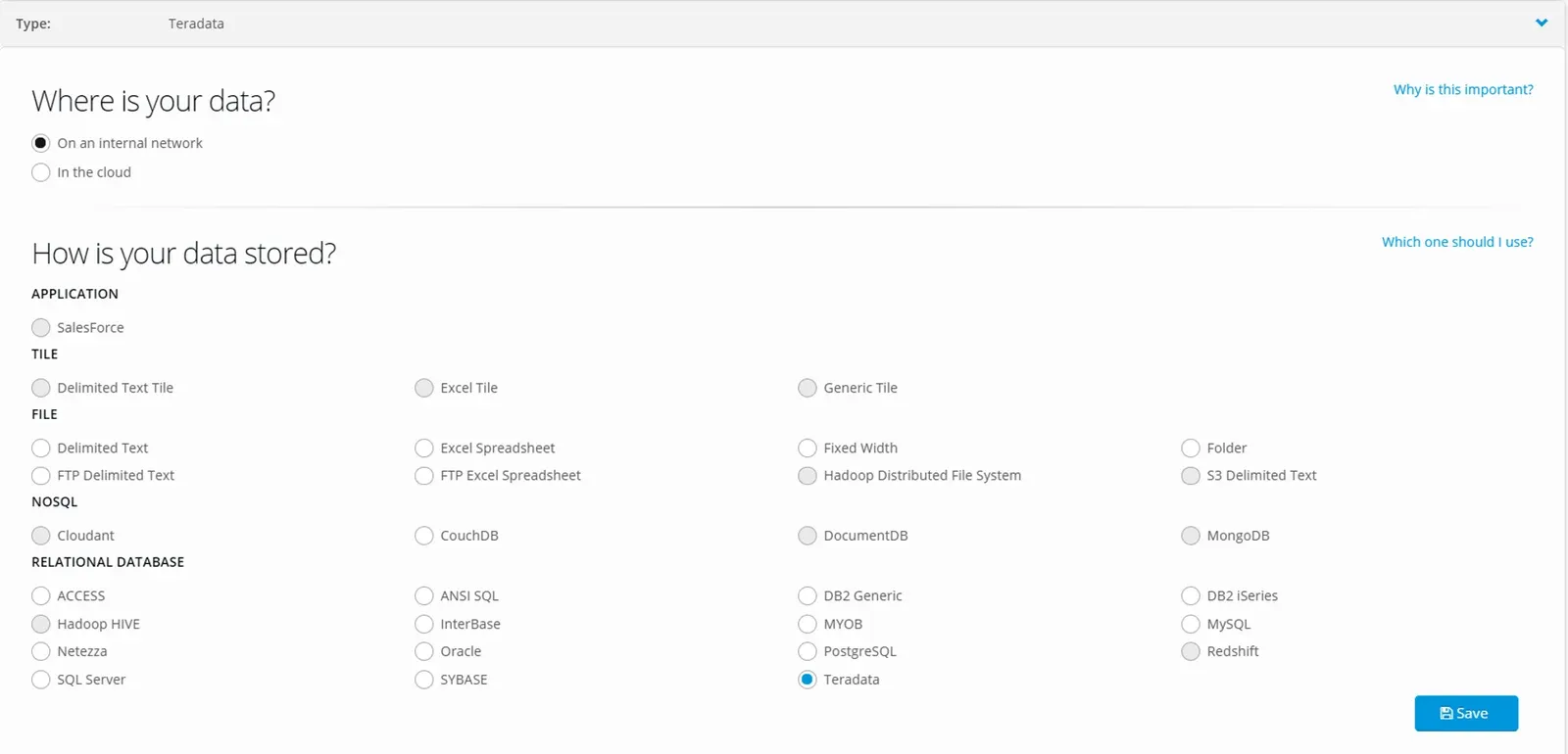 Teradata Datastores (screenshot)